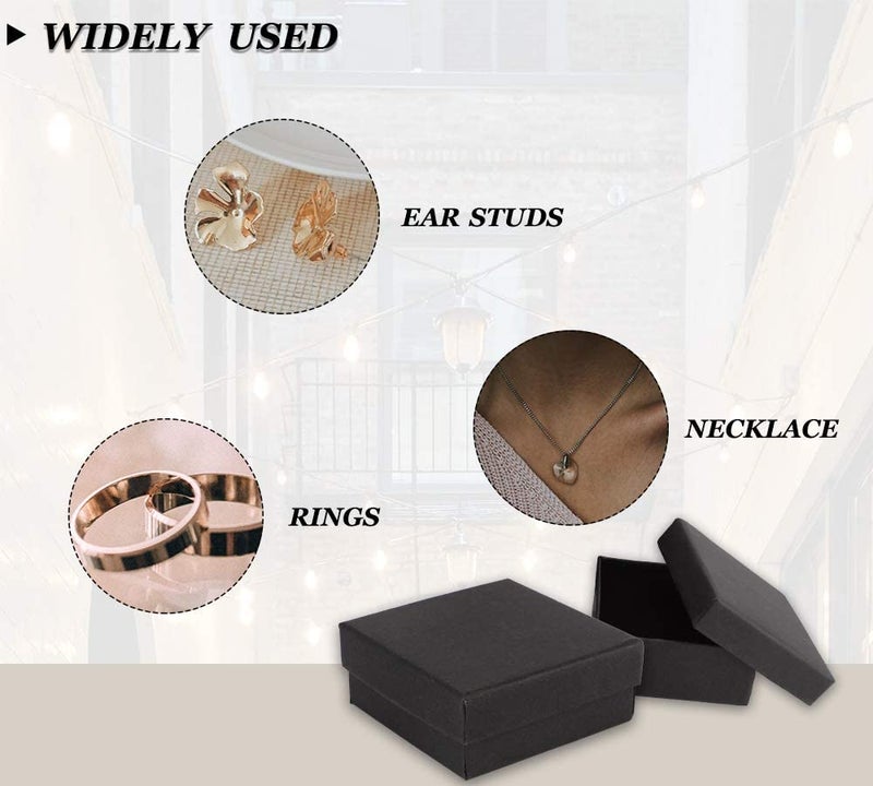 ديدوت dedoot كرافت صناديق المجوهرات حزمة من 30 صندوق هدايا مجوهرات من الورق المقوى مربع 2.8x2.8x1.2 بوصة قلادة صغيرة حلقة القرط كرافت صندوق لمجموعة المجوهرات مع وسادة مخملية سوداء - Image 5